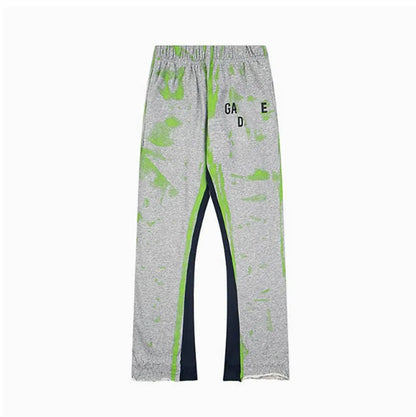 Men'S Designer Spring Graffiti-Print Sports Trousers: Letter-Print, Colour-Blocked, Drawstring, Splash-Paint Street Style