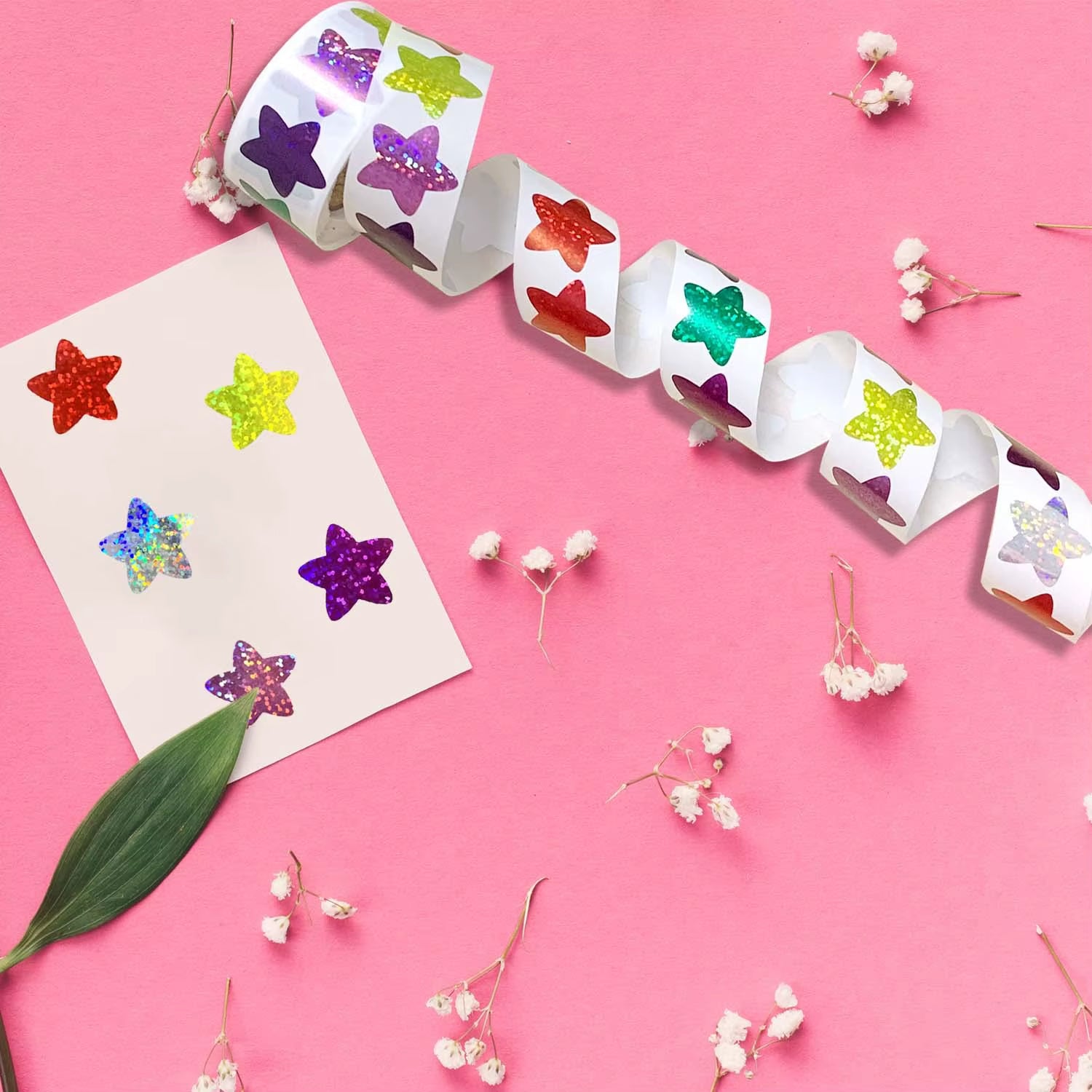 50-500Pcs Colorful Star Stickers for Kids Reward School Classroom Adhesive Holographic Star Stickers for Teachers DIY Craft